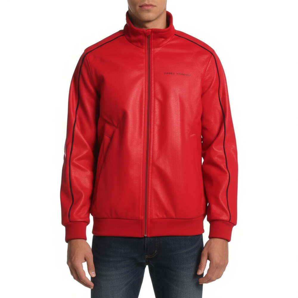 ARMANI EXCHANGE Mens Large Red Piped Track Jacket Embroidered Logo Activewear